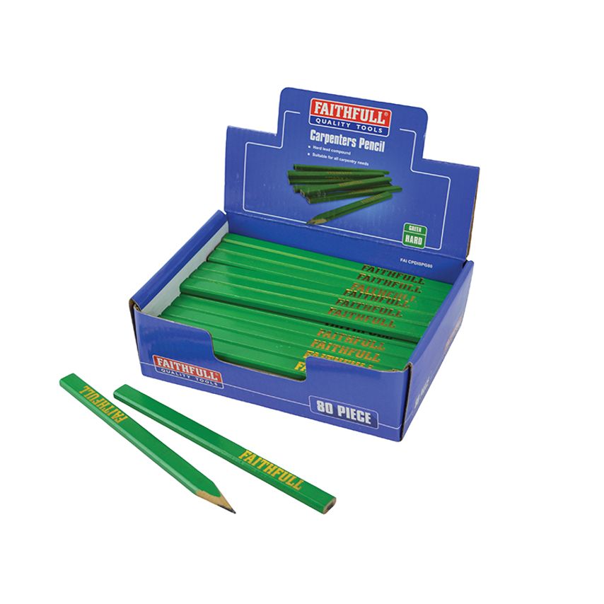 Carpenter's Pencils - Green / Hard (Display 80) FAICPDISPG80