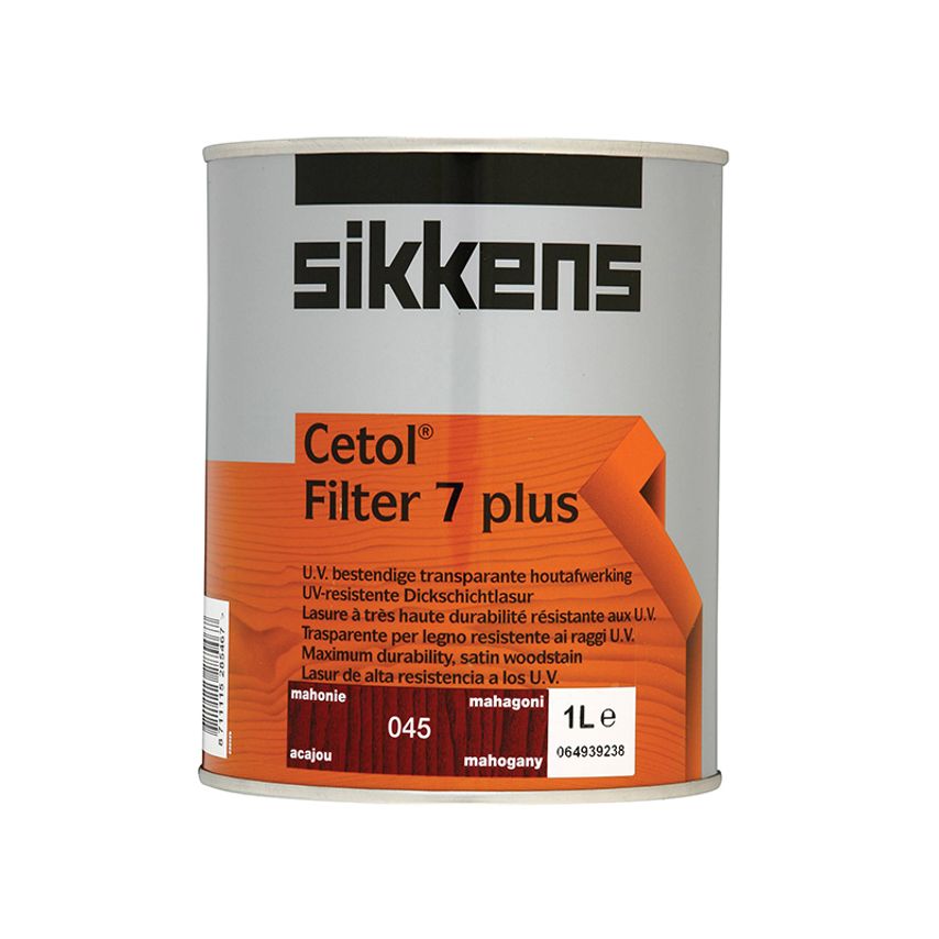 Cetol Filter 7 Plus Translucent Woodstain Mahogany 1 litre SIKCF7PM1L