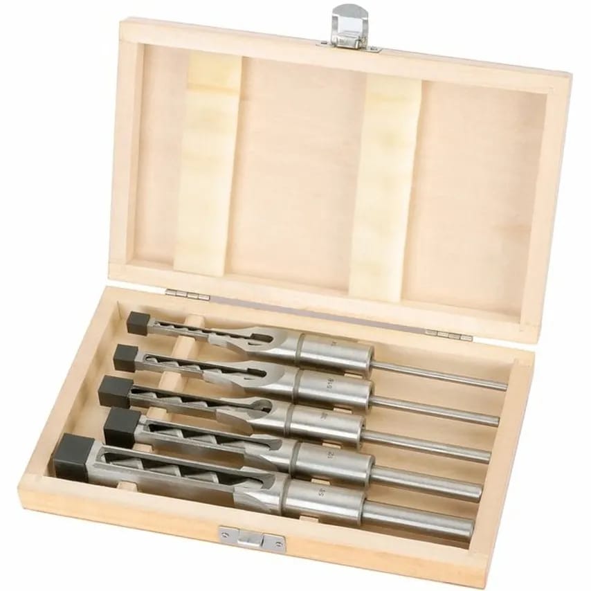 Chisel Hollow Square Mortice and bit Set 1/4-5/8IN 5 Piece Wood