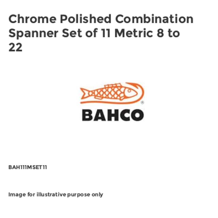 Chrome Polished Combination Spanner Set of 11 Metric 8 to 22