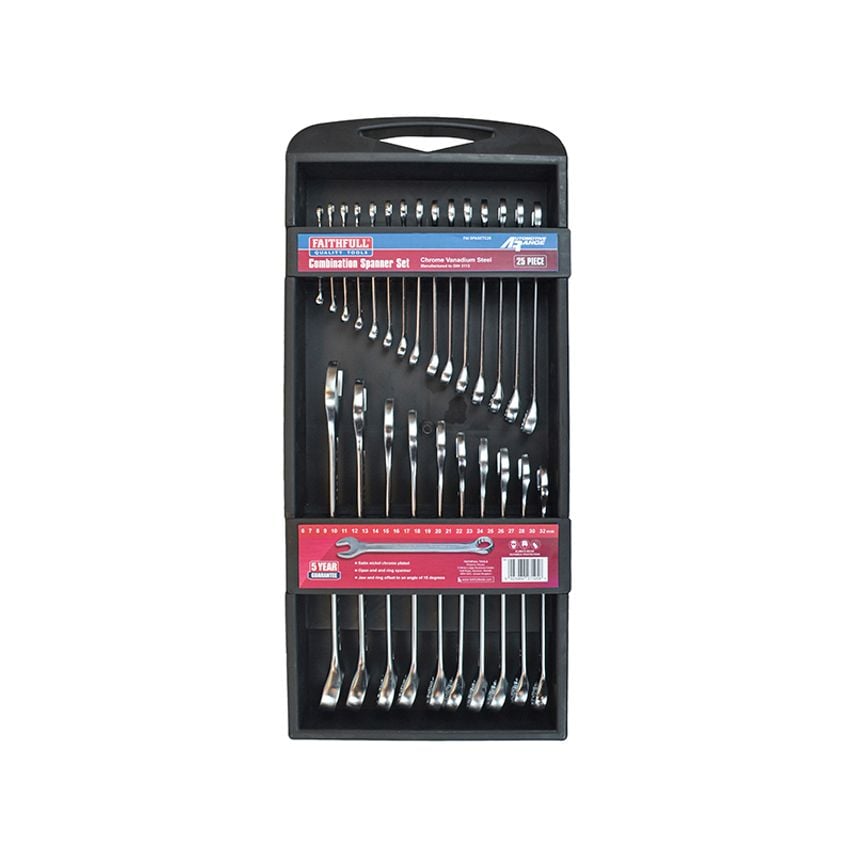 Chrome Vanadium Comb Spanner Set, 25 Piece FAISPASETC25