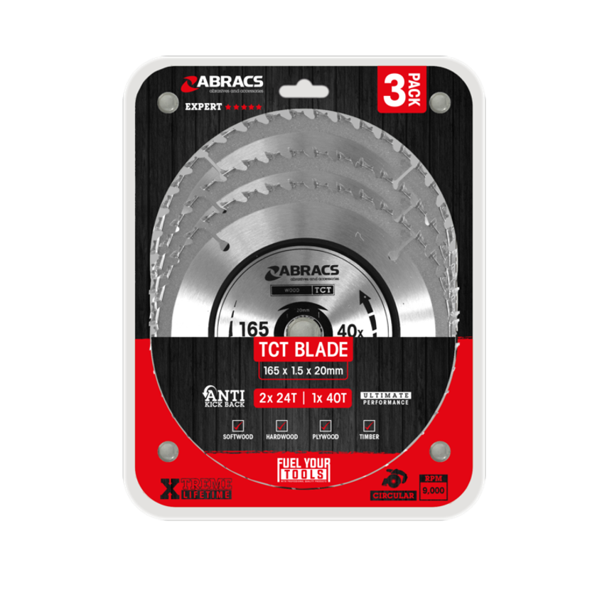 Circular Saw Blade 165mm x 20mm Pack of 3 240v