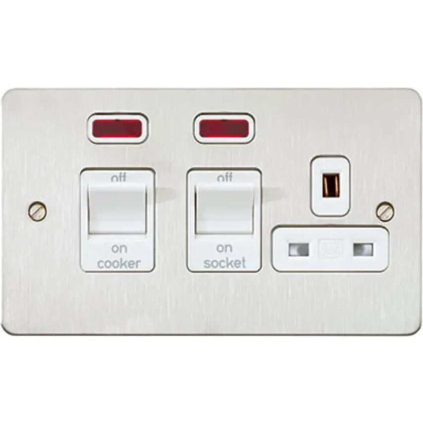 Ckr Control Switch DP Main Switch and socket Neon 45A Brushed Stainless - K14361BSSW