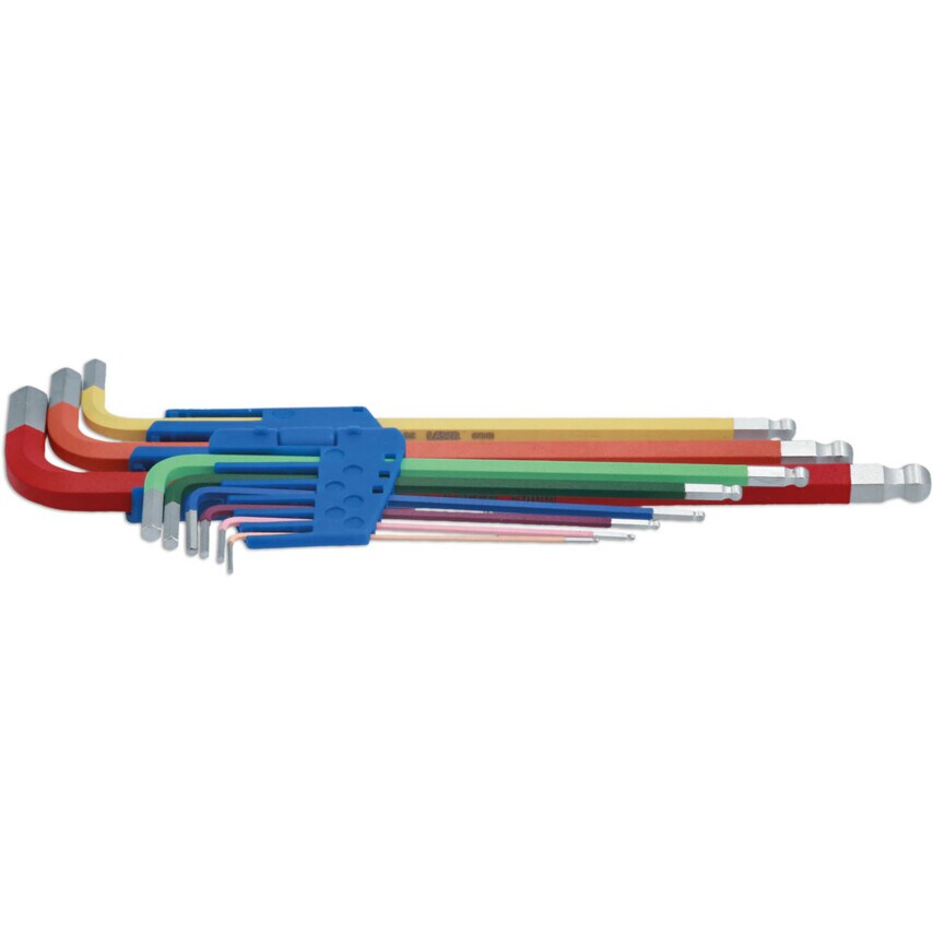 Colour Coded Hex Key Set - Ball End 9PC