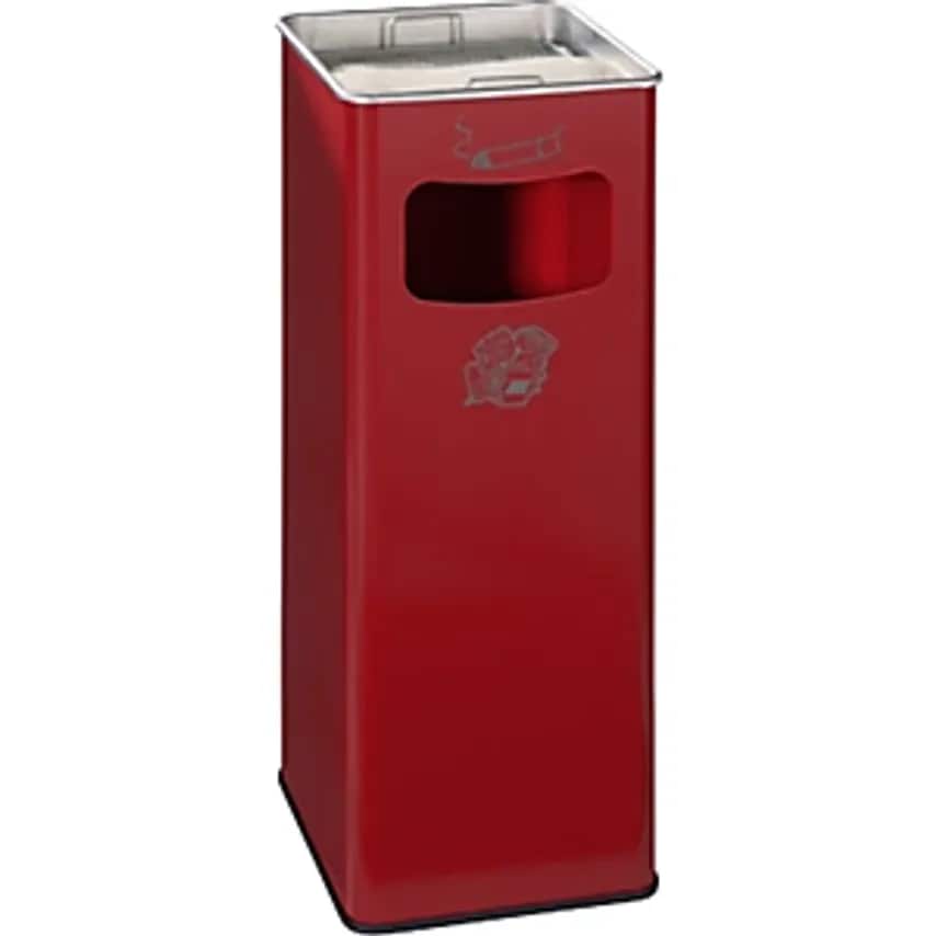 Combination Ashtray, Capacity 32 L, WxHxD 260 X 665 X 260mm, Sheet Steel, Flame Red