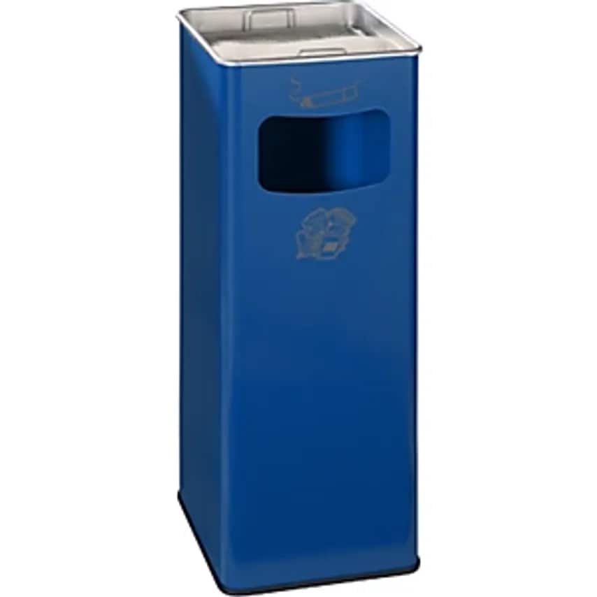 Combination Ashtray, Capacity 32 L, WxHxD 260 X 665 X 260mm, Sheet Steel, Gentian Blue