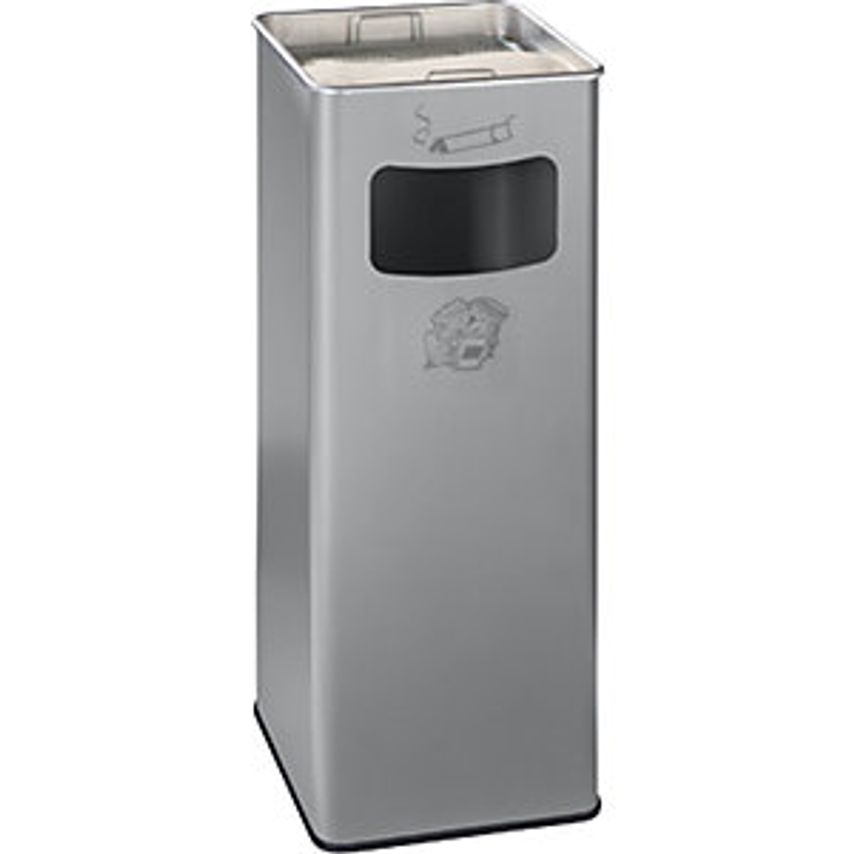 Combination Ashtray, Capacity 32 L, WxHxD 260 X 665 X 260mm, Sheet Steel, Silver