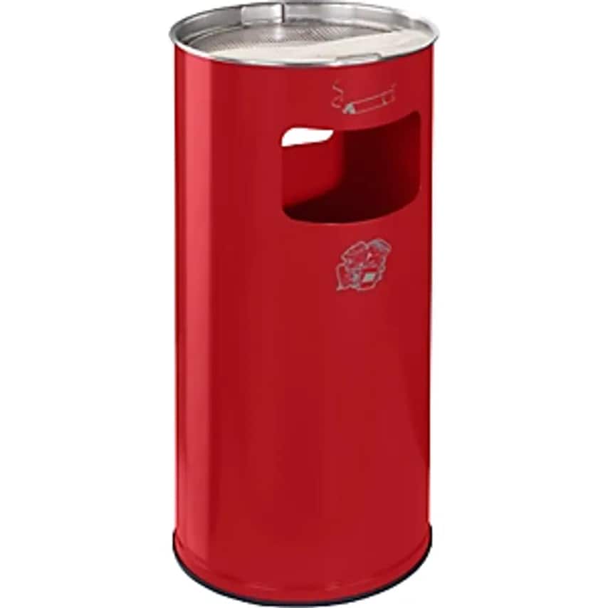 Combination Ashtray, Capacity 37 L, Hx700 X 320mm, Sheet Steel, Flame Red