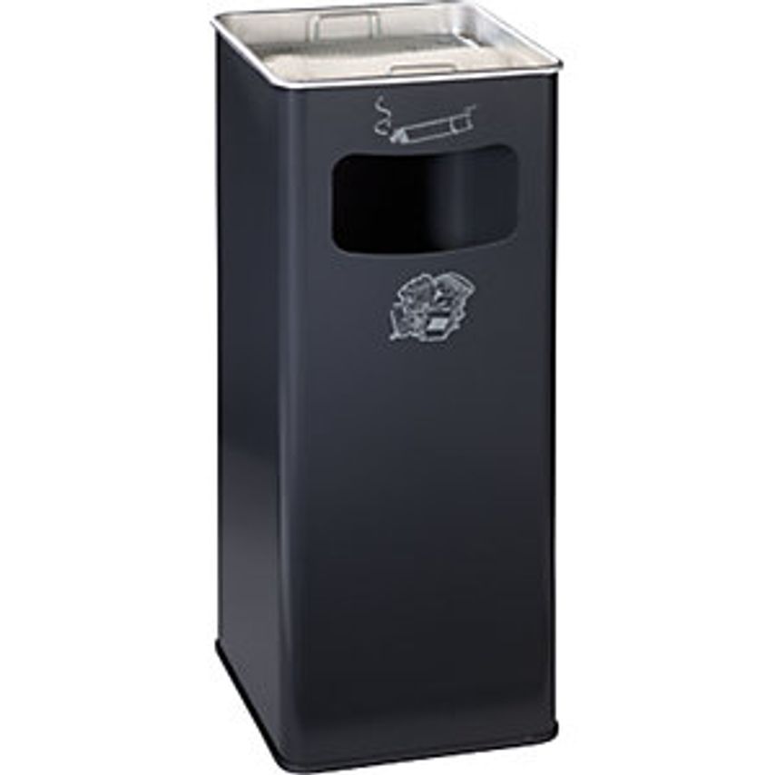 Combination Ashtray, Capacity 53 L, WxHxD 330 X 705 X 330mm, Sheet Steel, Charcoal