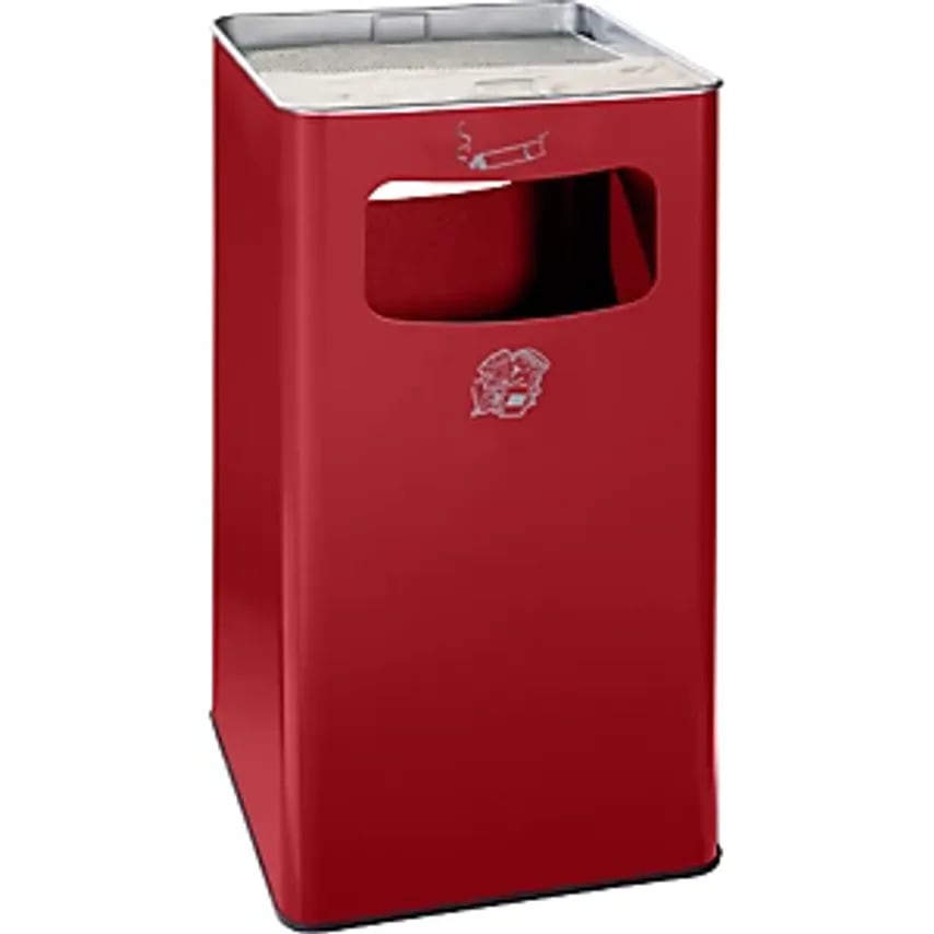 Combination Ashtray, Capacity 96 L, WxHxD 430 X 755 X 430mm, Sheet Steel, Flame Red