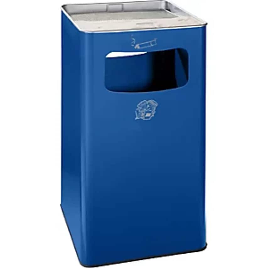 Combination Ashtray, Capacity 96 L, WxHxD 430 X 755 X 430mm, Sheet Steel, Gentian Blue