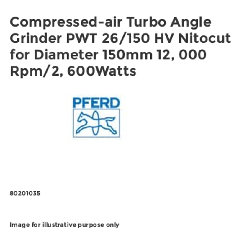 Compressed-air Turbo Angle Grinder PWT 26/150 HV Nitocut for Diameter 150mm 12, 000 Rpm/2, 600Watts