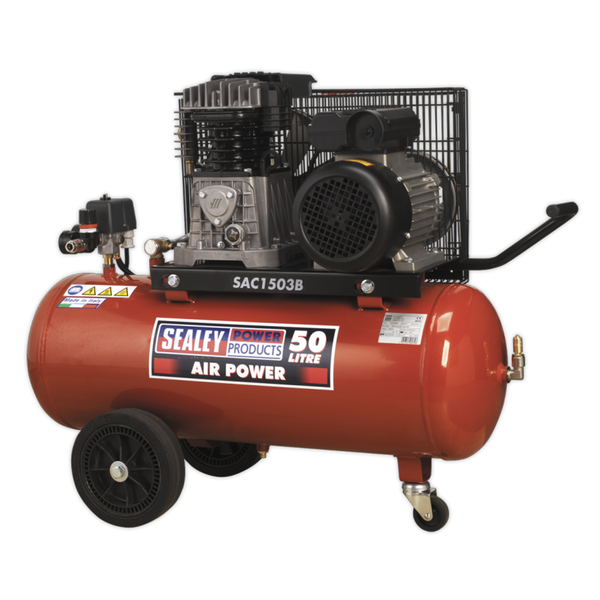 Compressor 50L Belt Drive 3HP with Cast Cylinders & Wheels