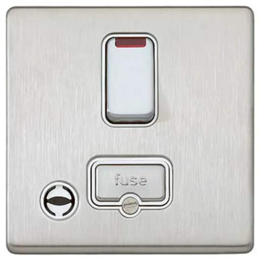 Connect Unit DP Switched FSD Neon and fo 13A Brushed Stainless Steel White - K24971BSSW