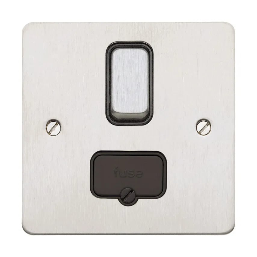 Connection Unit DP Switch Fused 13A Brushed SS Black Inserts