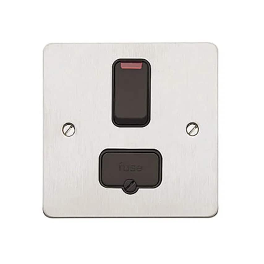 Connection Unit DP Switch Fused Neon 13A Brushed SS Blks