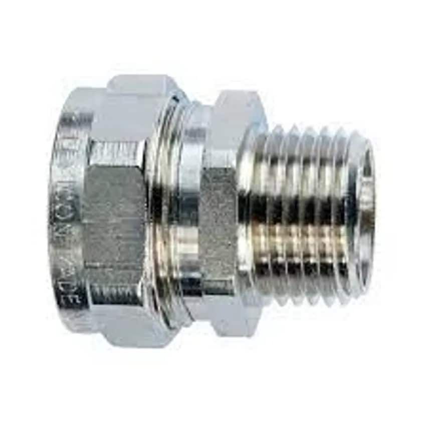 Connector External Metric Thread 25mm Black/brass IP68