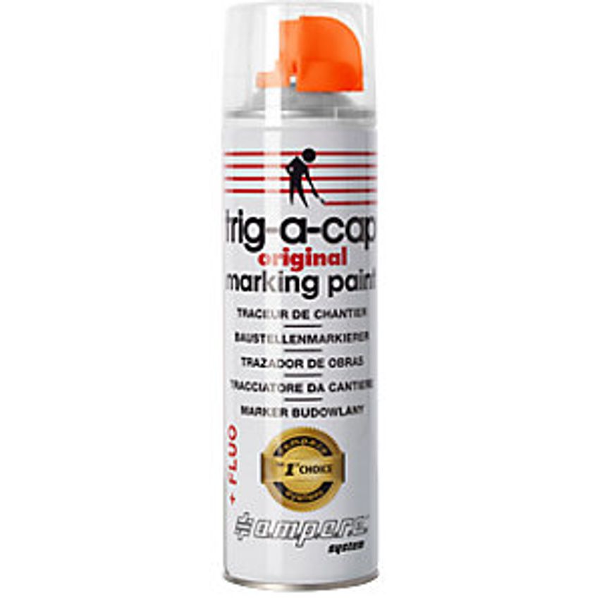 Construction Site Marking Spray, Content 500 Ml, Solvent-Based, Pack Of 12 Cans, Orange Fluo