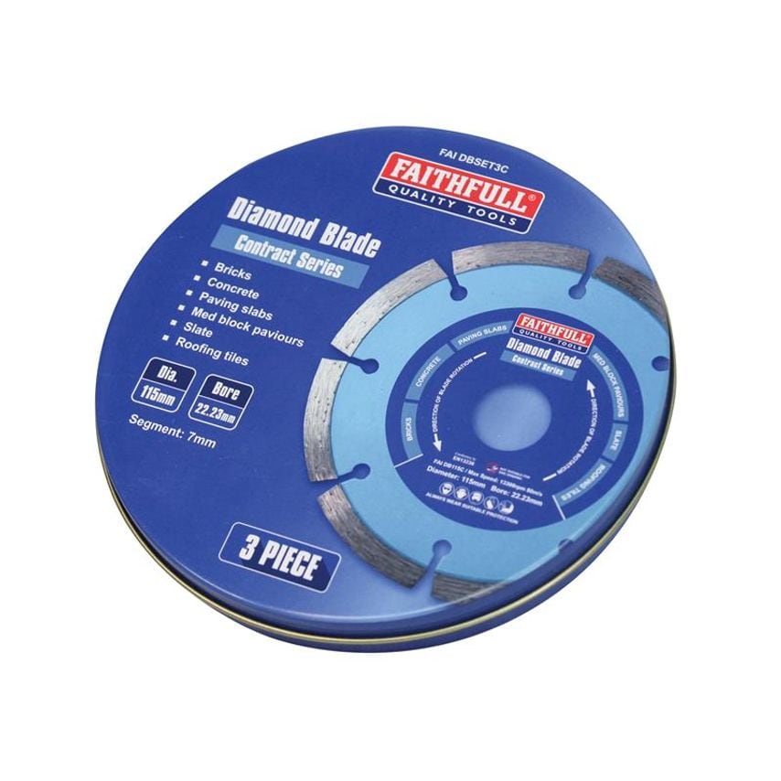 Contract Diamond Blades 115 x 22.2mm (Pack 3) FAIDBSET3C