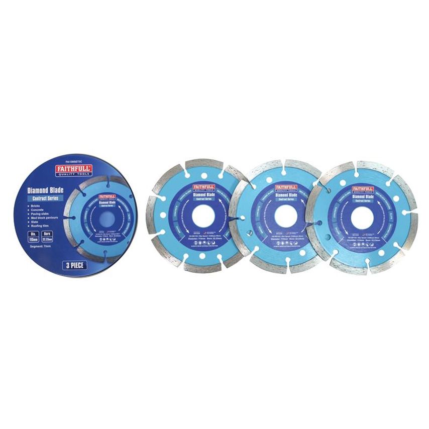 Contract Diamond Blades 115 x 22.2mm (Pack 3) FAIDBSET3C