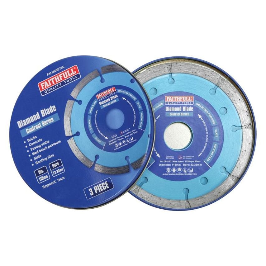 Contract Diamond Blades 115 x 22.2mm (Pack 3) FAIDBSET3C