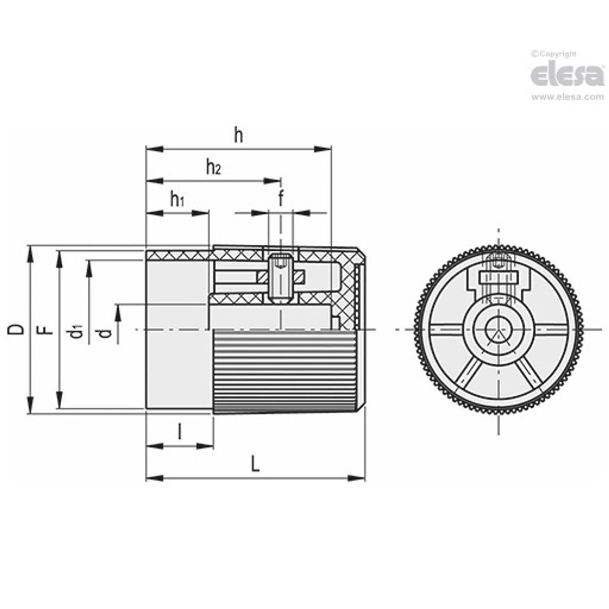 Control knurled knob-IZP.25 N-6