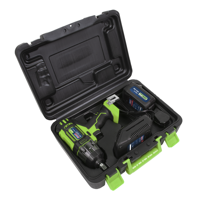 Cordless Impact Wrench 18V 3AH Li-ion 1/2" Square Drive Hi-vis