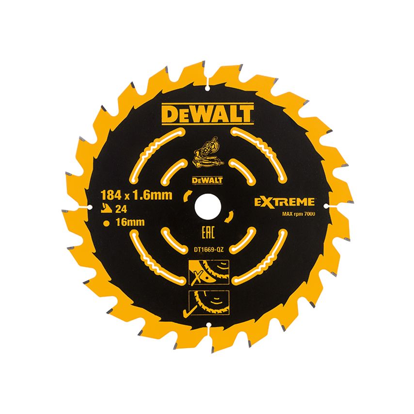Cordless Mitre Saw Blade For DCS365 184 x 16mm x 24T DEWDT1669QZ