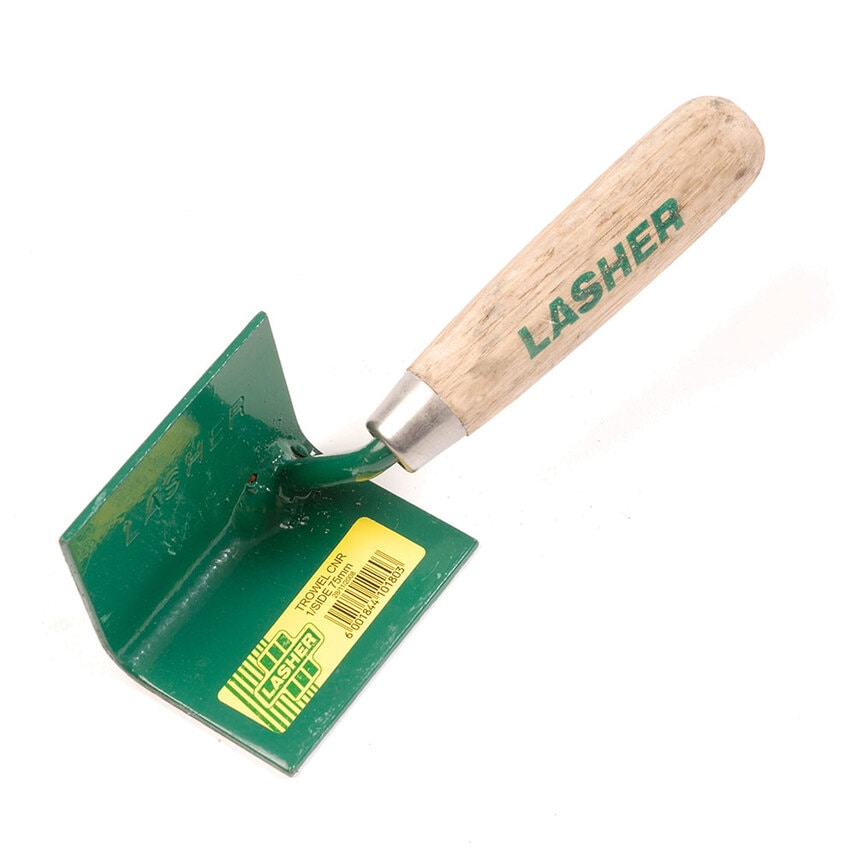 Corner Cove Inside Trowel with A Wooden Handle - 75mm