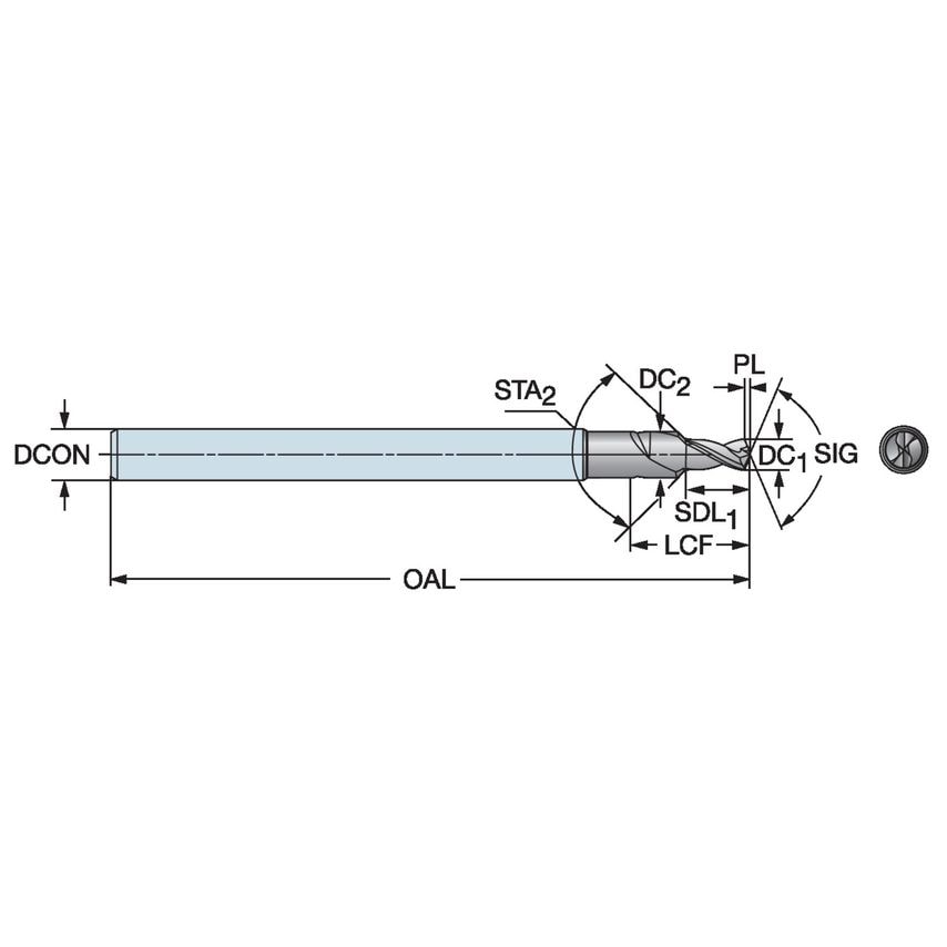 CoroDrill 862-GM Solid Carbide Micro Drill for Pilot Holes 862.2-1250-024A0-GPX2BL