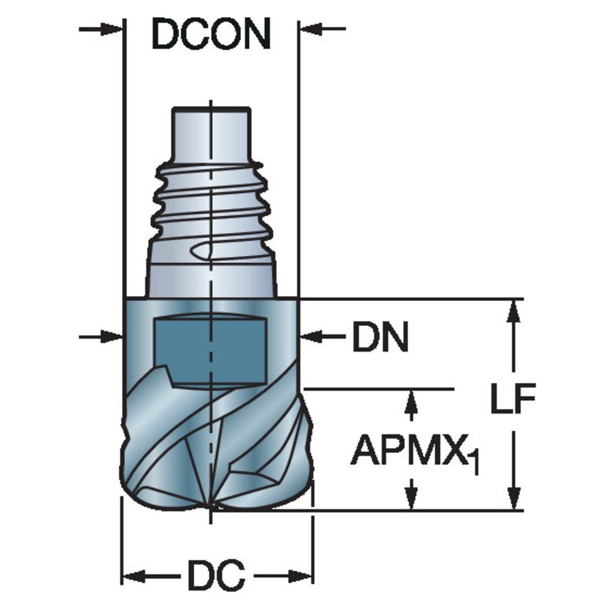 CoroMill 316 Solid Carbide Head for High Feed Face Milling A316-20HM450-07520P1730