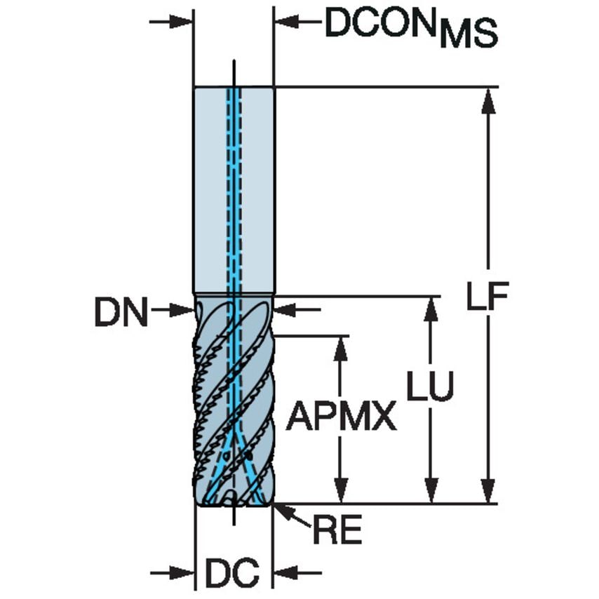 CoroMill Plura Solid Carbide End Mill for High Feed Side Milling 2F340-1905-304CSC1745