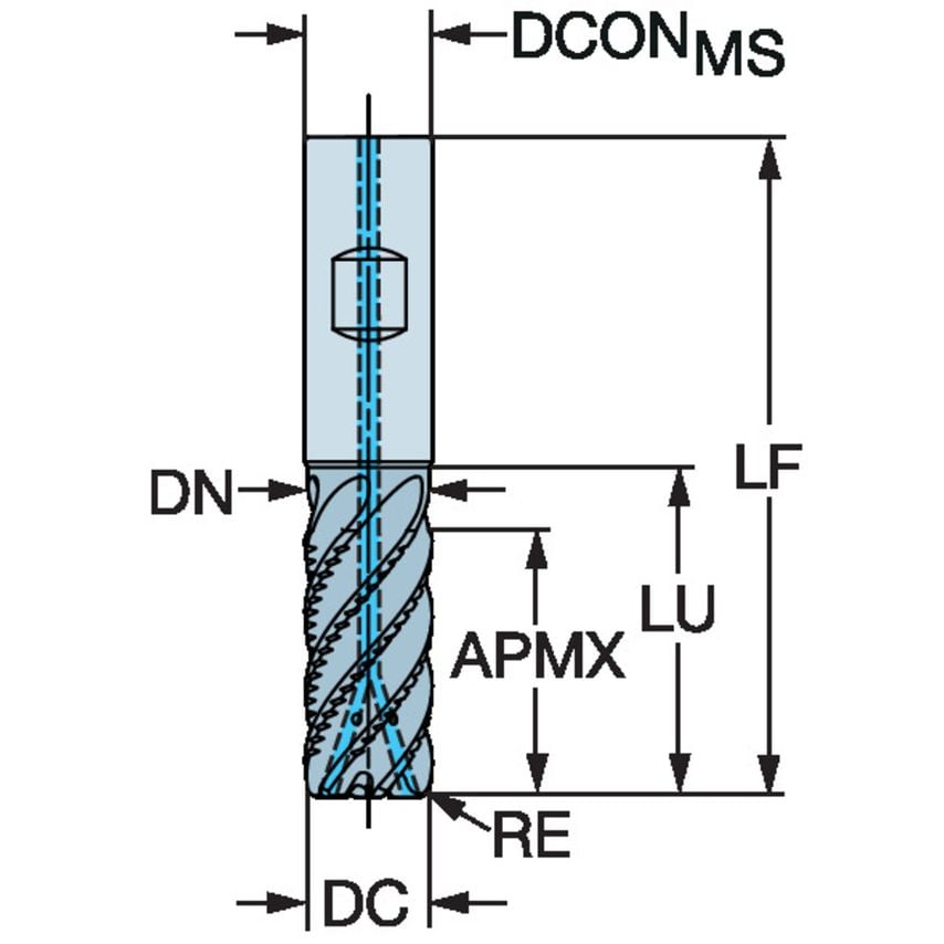 CoroMill Plura Solid Carbide End Mill for High Feed Side Milling 2F340-2000-300CSD1745