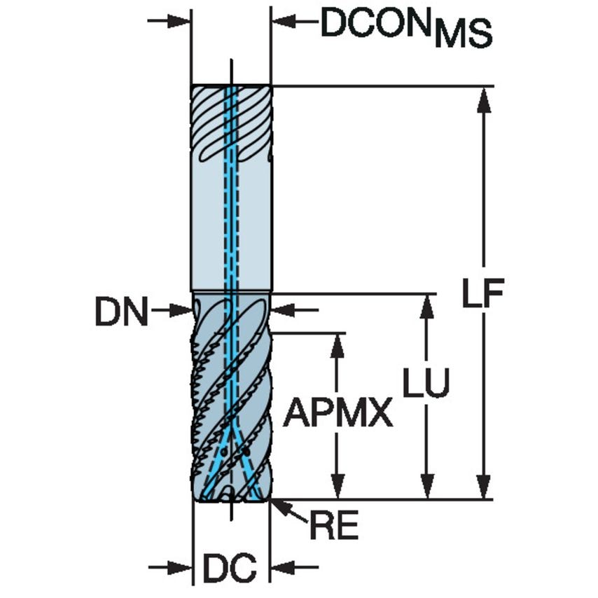 CoroMill Plura Solid Carbide End Mill for High Feed Side Milling 2F340-3200-400CSF1745