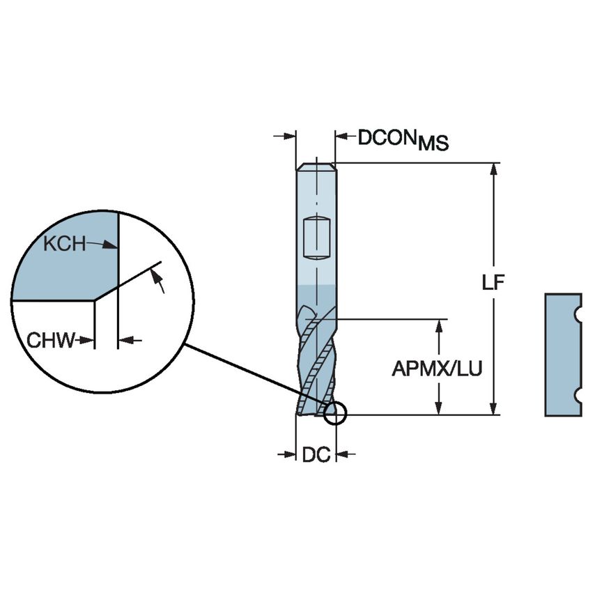 CoroMill Plura Solid Carbide End Mill for High Feed Side Milling 2P370-0953-PB1740