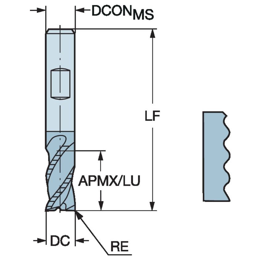 CoroMill Plura Solid Carbide End Mill for Roughing with Chip Breaker R216.34-12040-BC26K1640