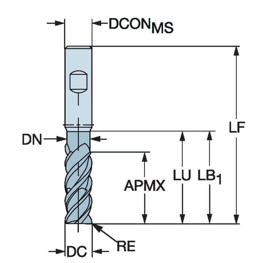 CoroMill Plura Solid Carbide End Mill for Stable Multi-operations Milling 2S440-0800-100-SD1725