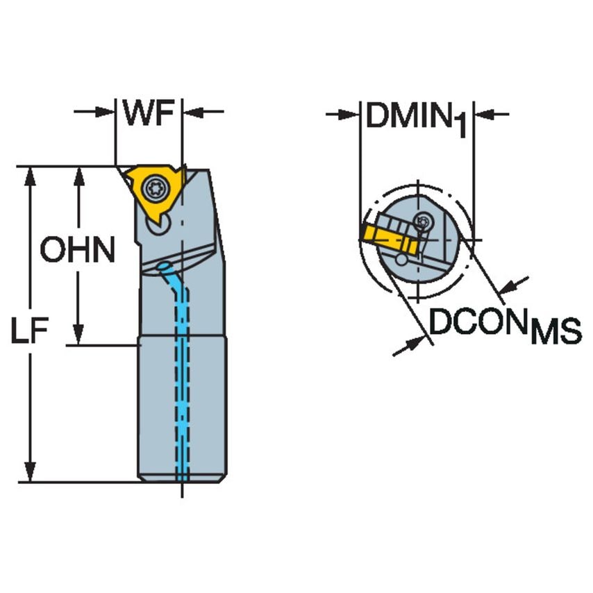CoroThread 266 Boring Bar for Thread Turning 266LKF-D12-3-R