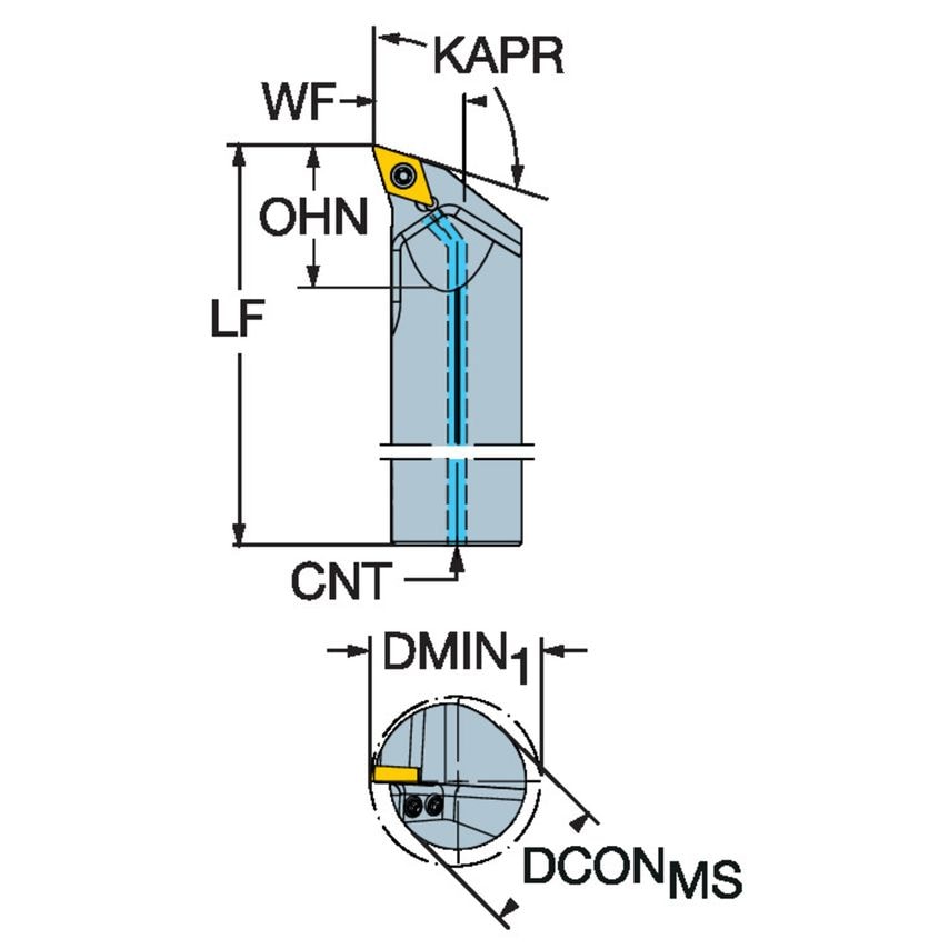 CoroTurn 107 Boring Bar for Turning A12S-SDQCR3HP-R