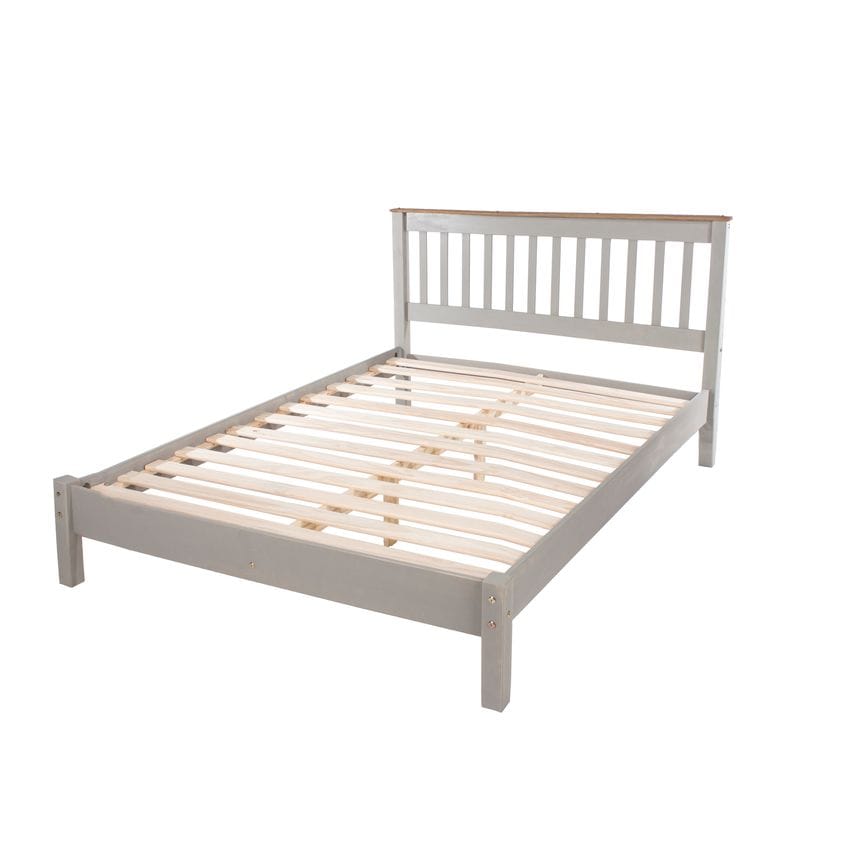 Corona Grey 4'6" Slatted Lowend Bedstead