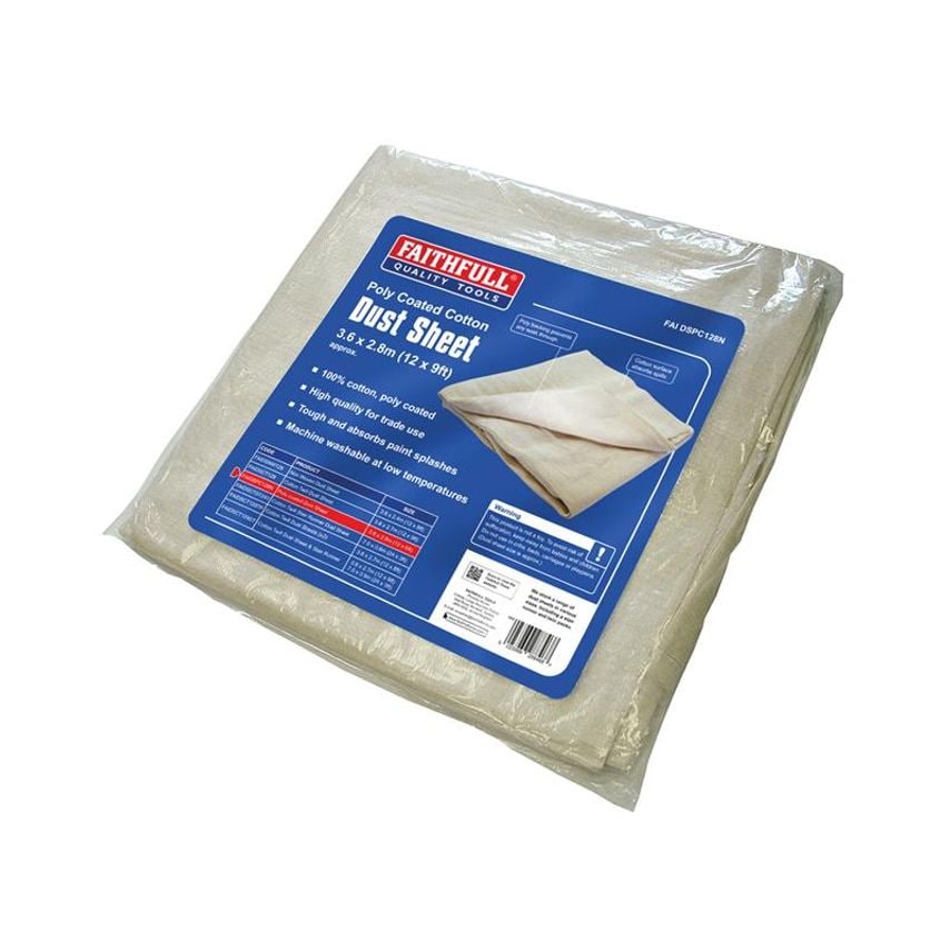 Cotton Twill Polythene Backed Dust Sheet 3.6 x 2.8m FAIDSPC128N