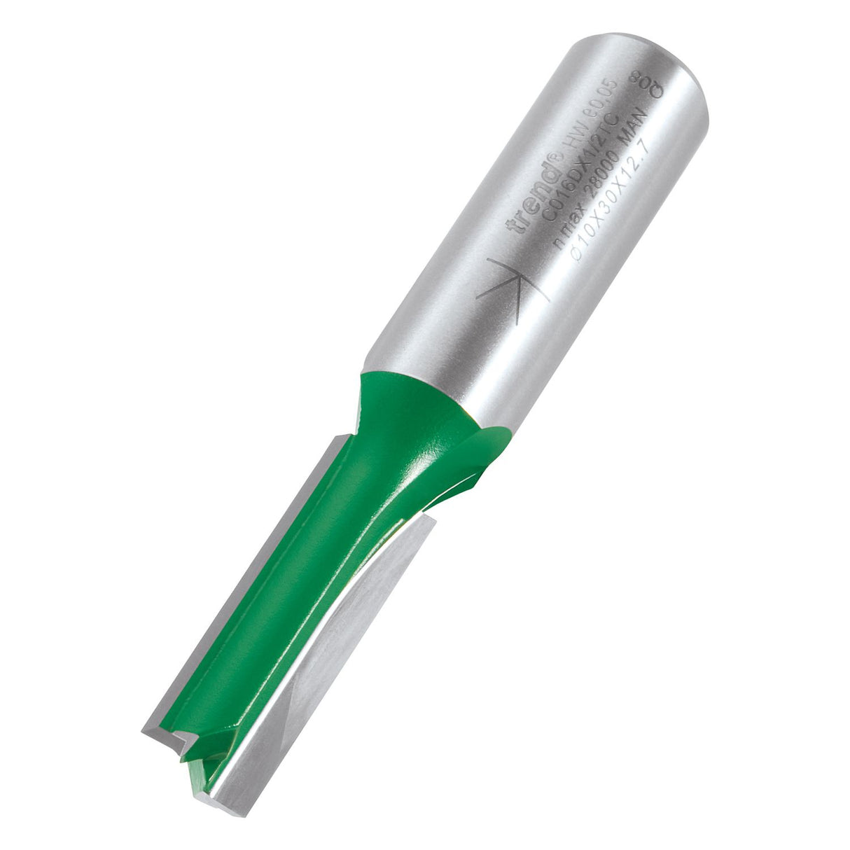 CraftPro 1/2in Shank Two Flute Straight Router Cutter Bit 10mm Dia x 30mm Cut Depth