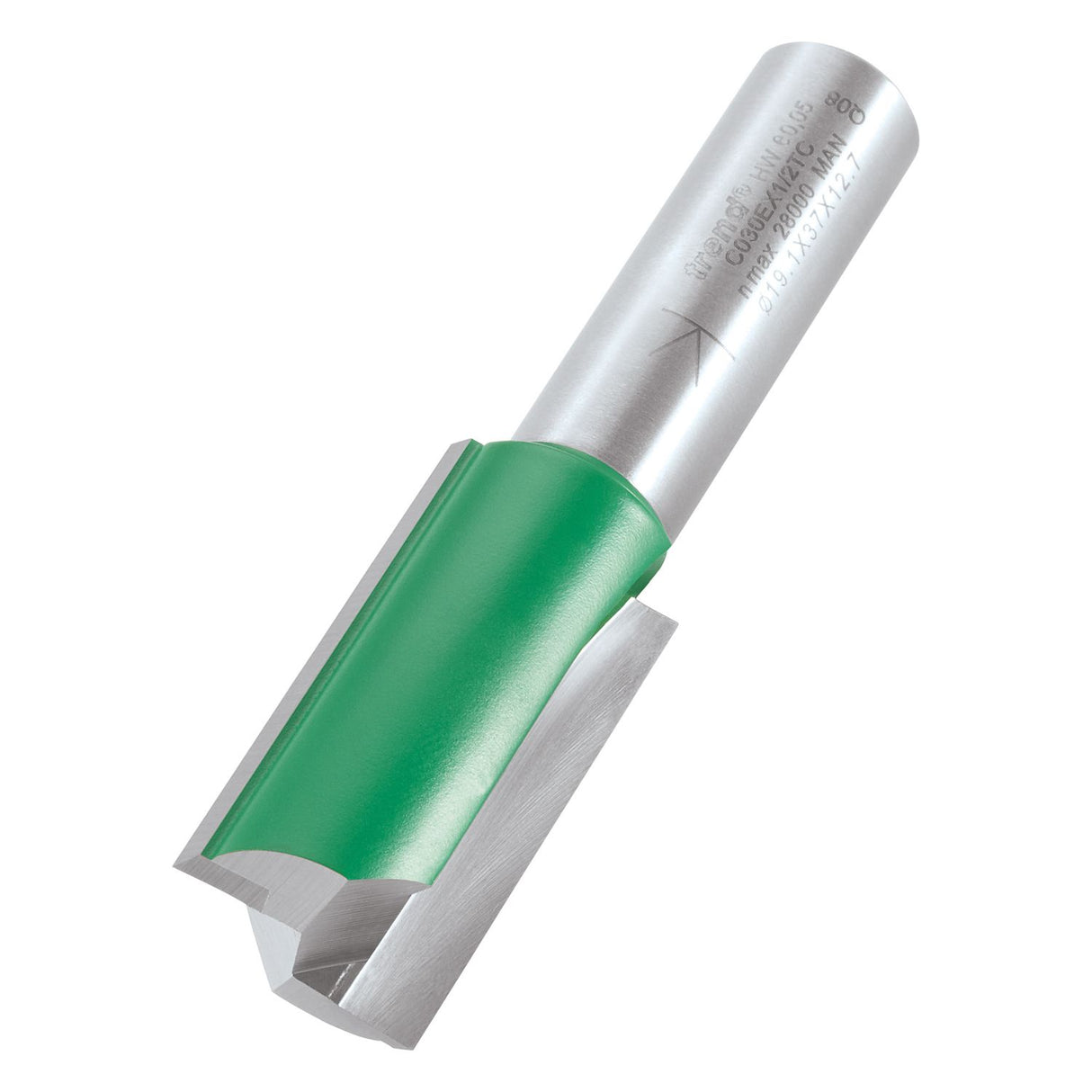 CraftPro 1/2in Shank Two Flute Straight Router Cutter Bit 19.1mm Dia x 37mm Cut Depth - C030EX1/2TC