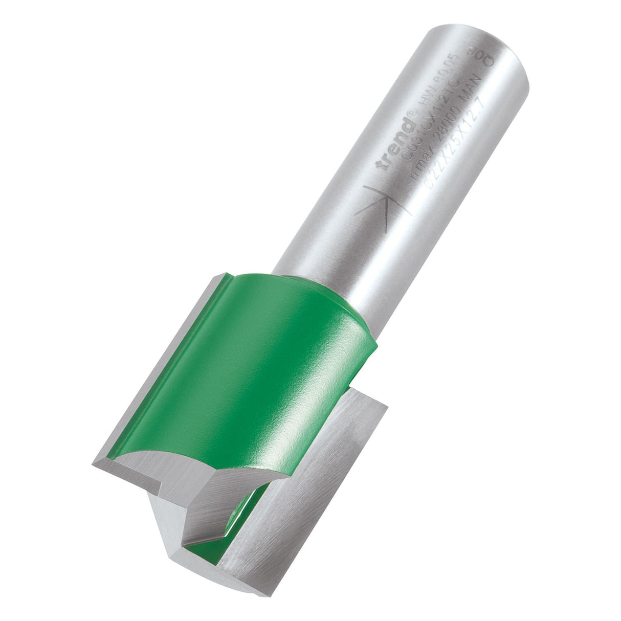 CraftPro 1/2in Shank Two Flute Straight Router Cutter Bit 22mm Dia x 25mm Cut Depth - C031CX1/2TC