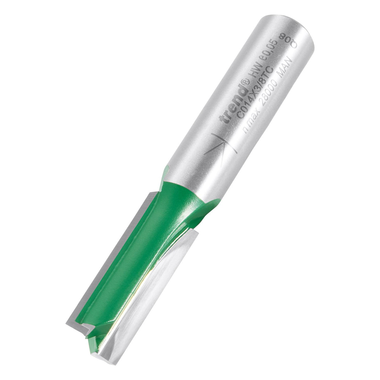 CraftPro 3/8in Shank Two Flute Straight Router Cutter Bit 9.5mm Dia x 25mm Cut Depth - C014X3/8TC