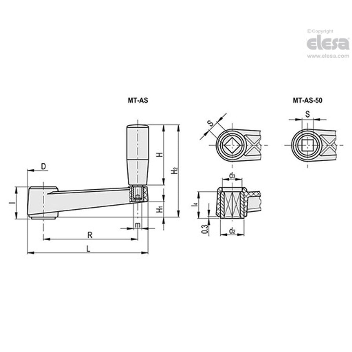 Crank handle-MT.160 AS-17x17