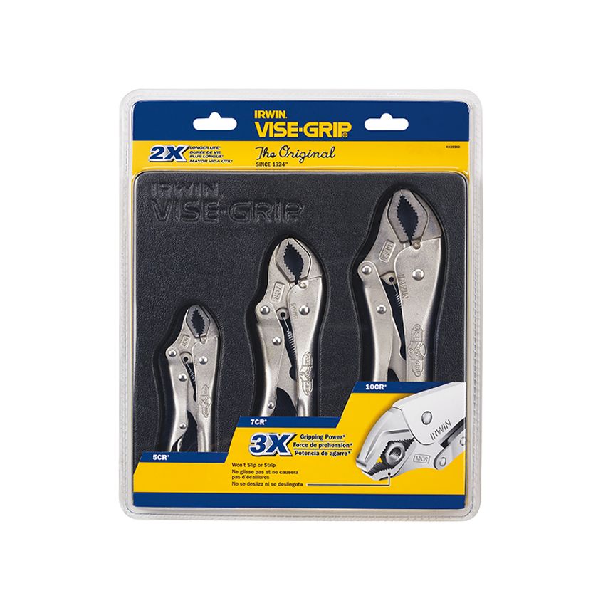 Curved Jaw Locking Pliers Set of 3 (5CR/7CR/10CR) VIS10508020