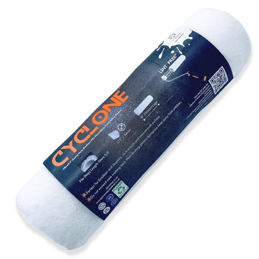 Cyclone Premium Quality Non Drip Emulsion & Masonry Ceiling 9in Microfiber Paint Roller Sleeve Single