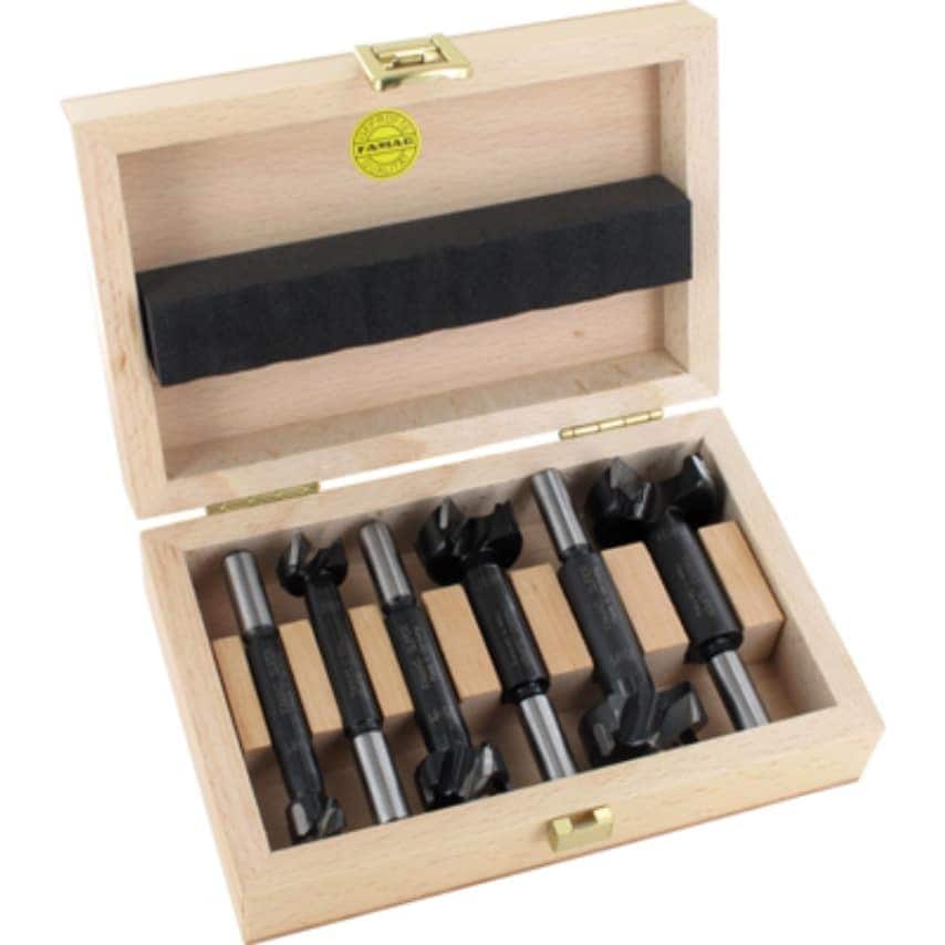 Cylinder Boring Bit, Carbide Tipped, Set of 5 Pieces 15, 20, 25, 30, 35 mm, in Wooden Case, F166250500