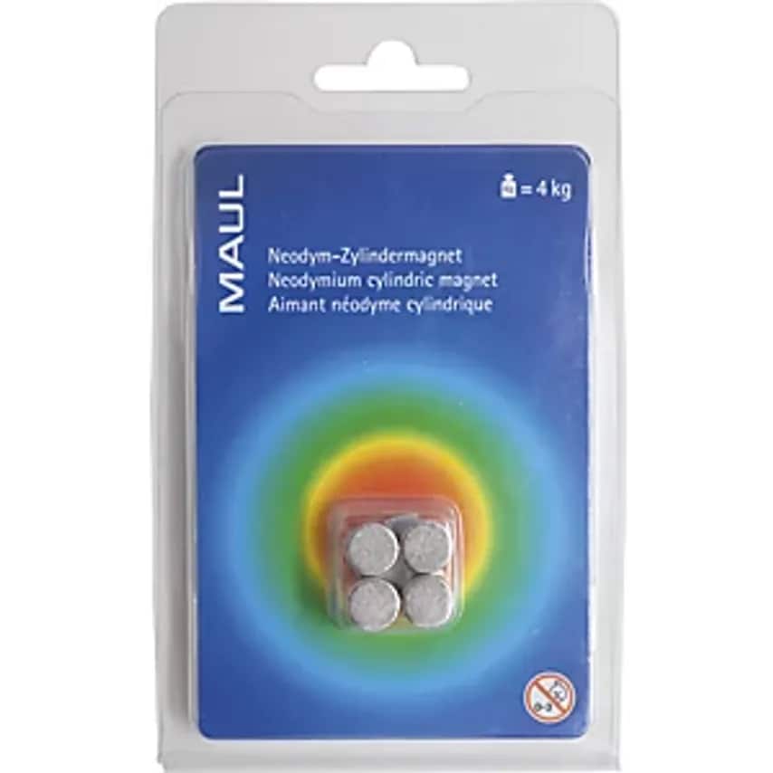 Cylindrical Magnet, 10mm, Pack Of 16, Adhesive Force 4 Kg